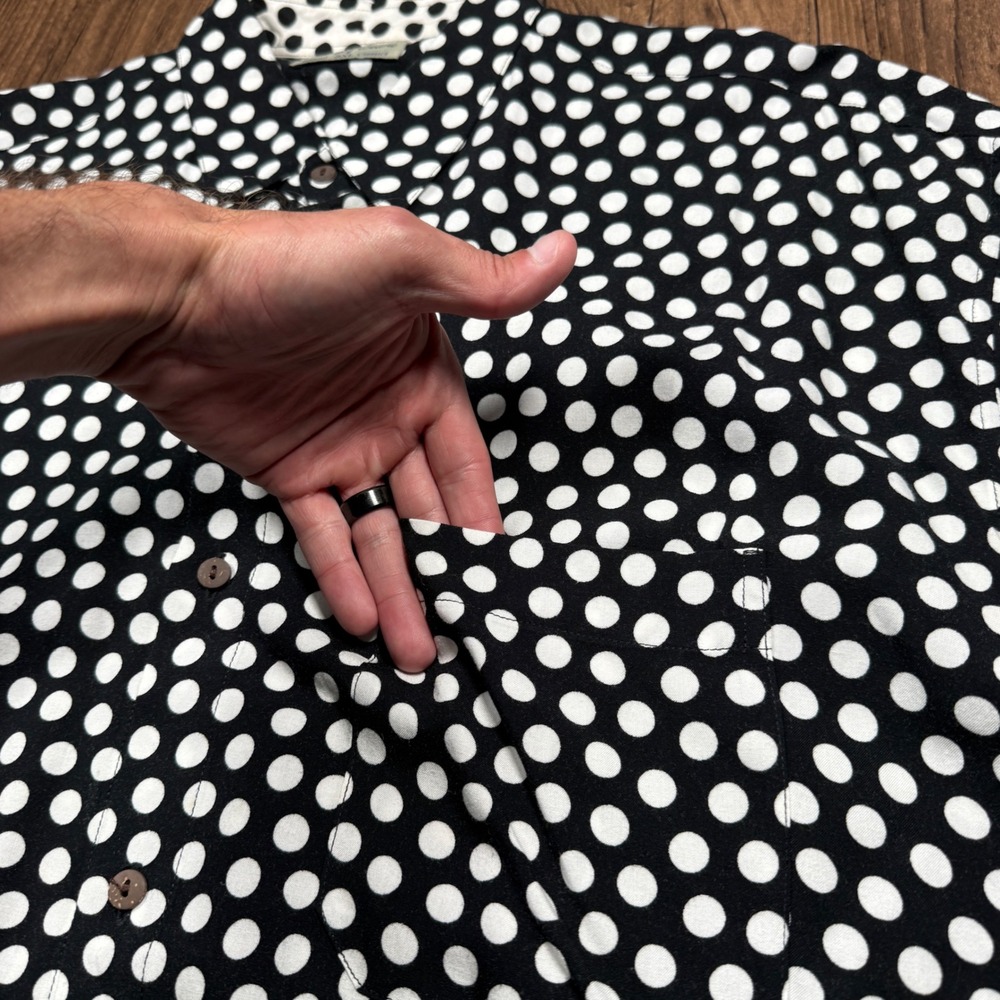 Kenny Flowers Hawaiian Shirt Mens 3XL Black Island Classics Polka Dot Rayon - Picture 3 of 10